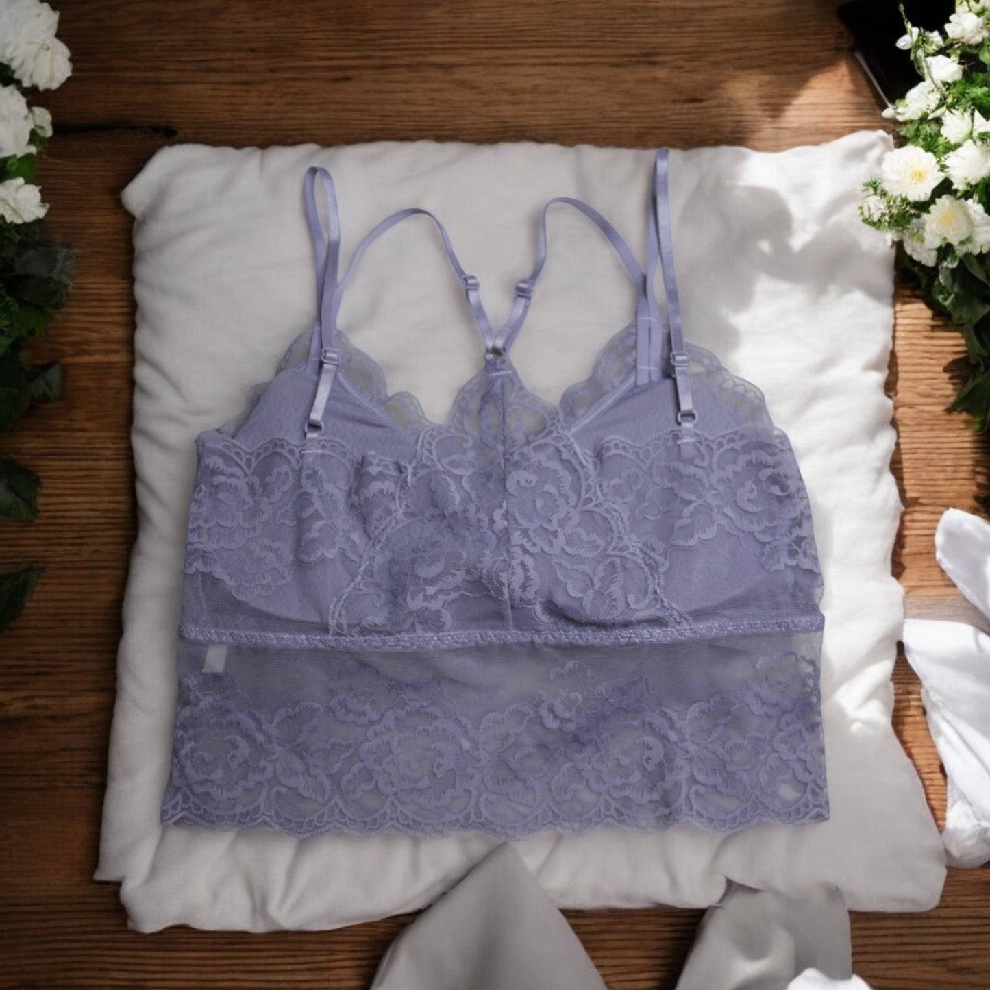 Premium Lacy Padded Bralette With Designer Back